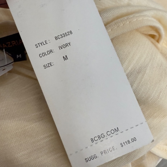 NWT BCBG Maxazria Ivory Long sleeve tunic top sheer triming on the bottom -cp - Picture 10 of 12